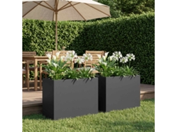Vidaxl Vaso De Jardim 2 Unid. Preto 60 X 30 X 50 Cm