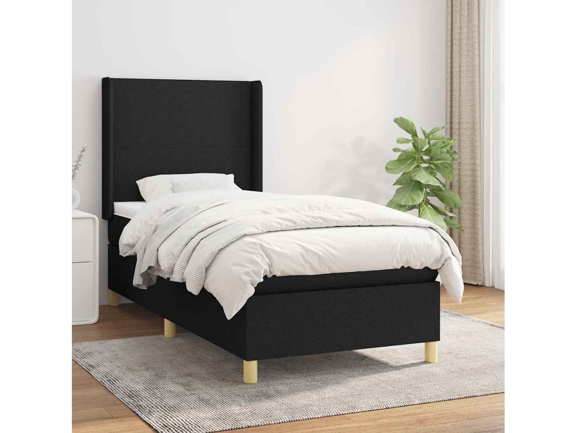 Vidaxl Cama Com Molas/colchão 80x200 Cm Tecido Preto