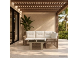 Vidaxl Conjunto De Sofá De Jardim 5 Unid. Bege E Branco Creme Vime Pe