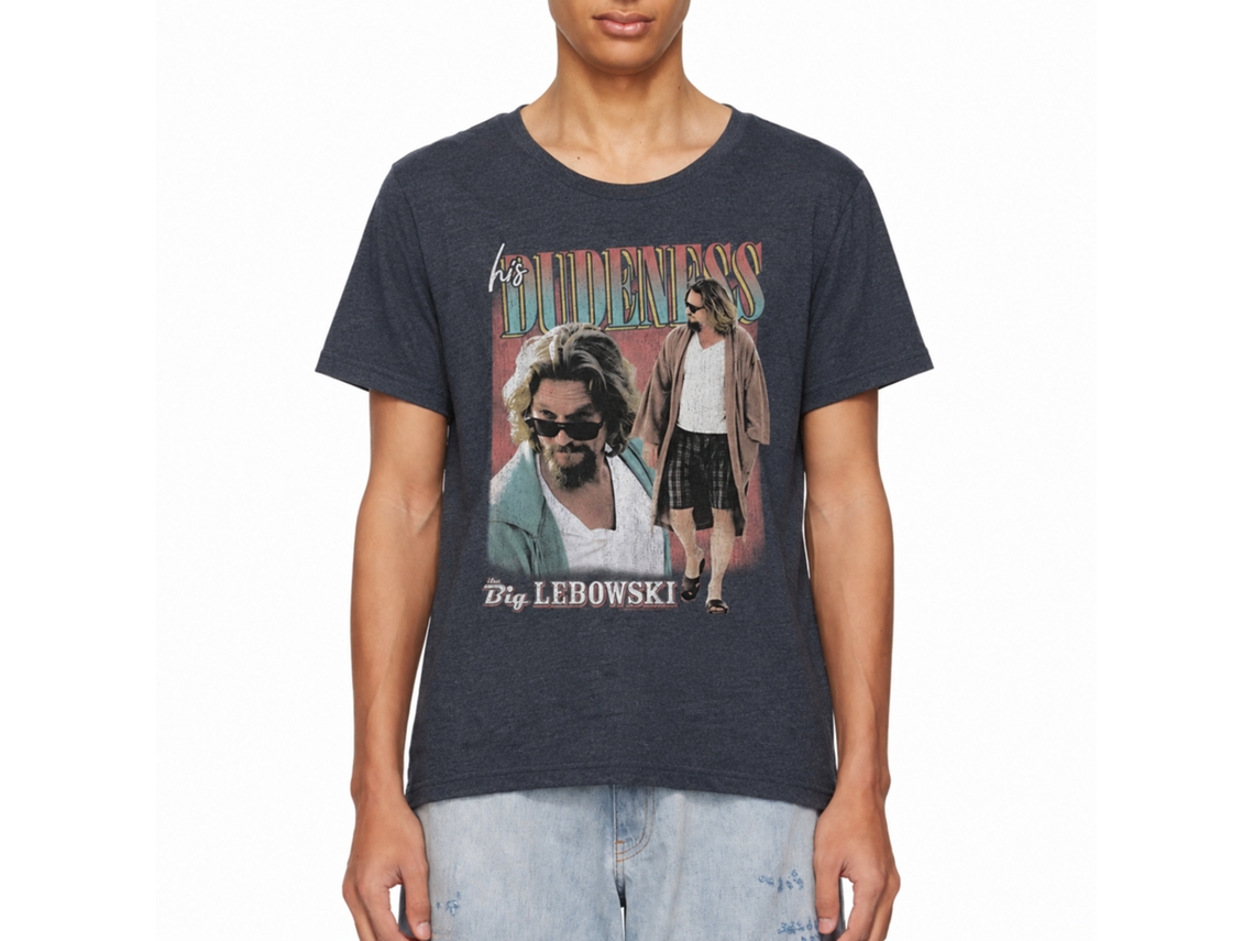 Rockinstone The Big Lebowski Duo Pic Heather Navy Adult T-shirt Size:xl
