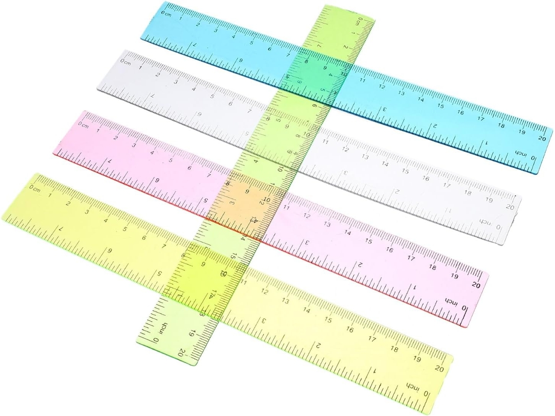 Lurelia Régua Plástica 5 Peças Com Transparente E Portátil Para Geometria E Matemática