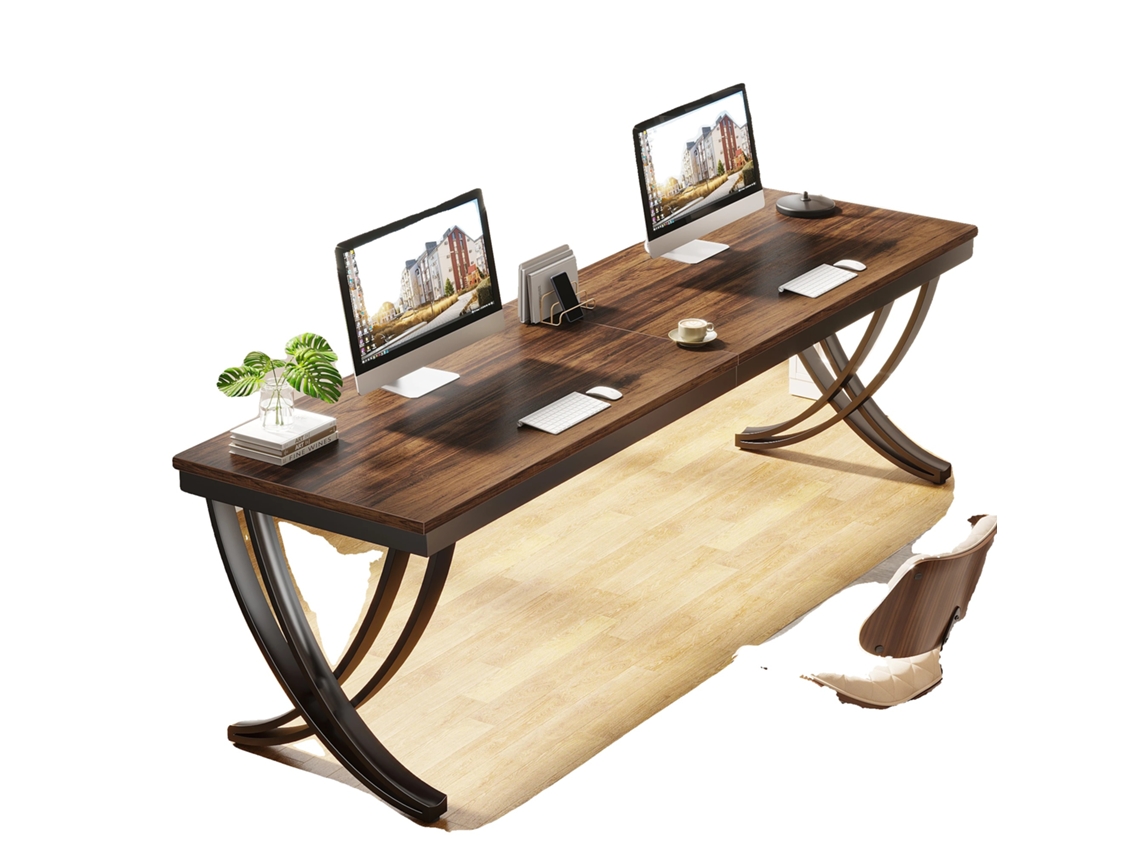 Mesa De Computador, Design Estiloso, Amplo Espaço De Trabalho, 78,7 X 29,5 Polegadas, Marrom 01