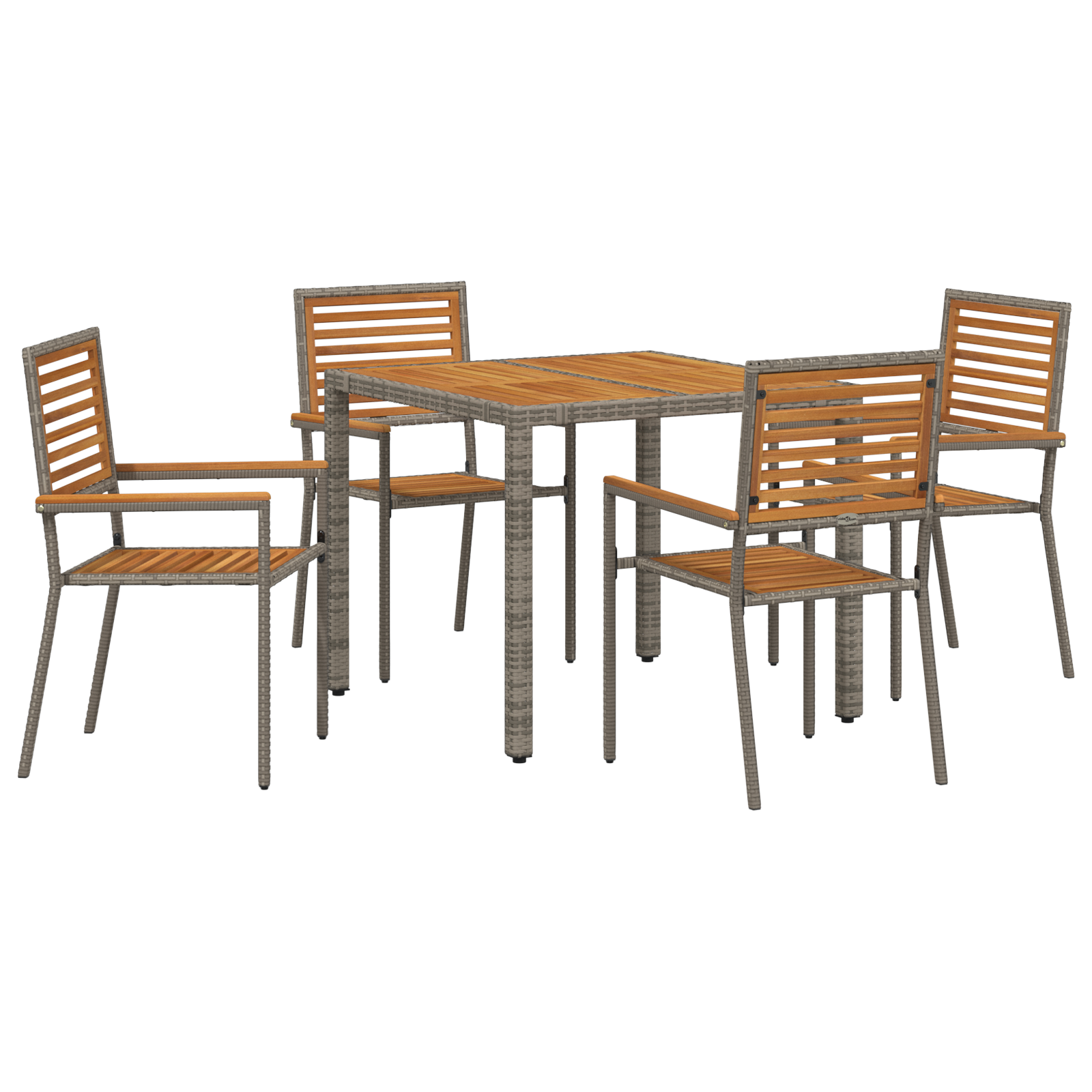Conjunto 5 Conjunto De Jantar Para Jardim Vidaxl Cinzento Vime Pe (90 X 90 X 75 Cm)