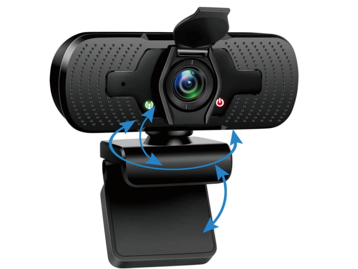 Webcam com microfone e capa de privacidade, para desktop e laptop (preto)