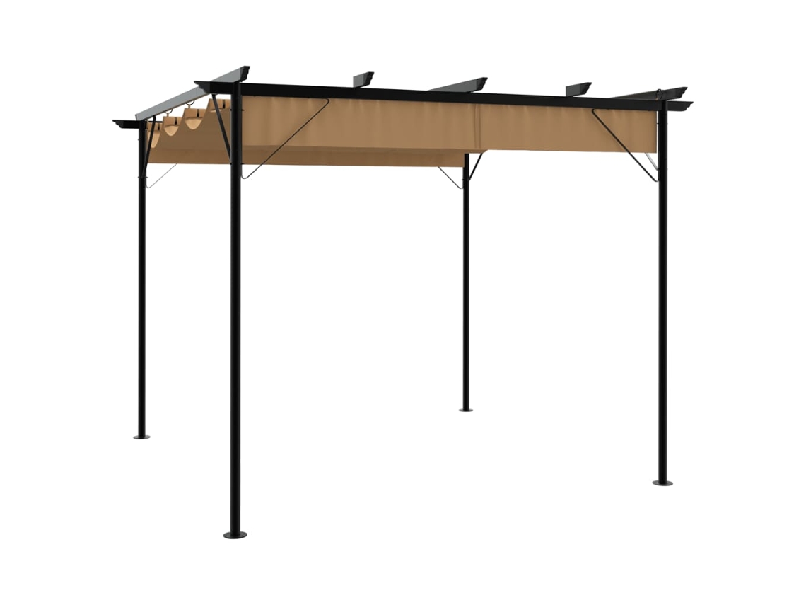 Vidaxl Pérgola Com Toldo Retrátil 3x3 M 180 G/m² Aço Cinza-acastanhado