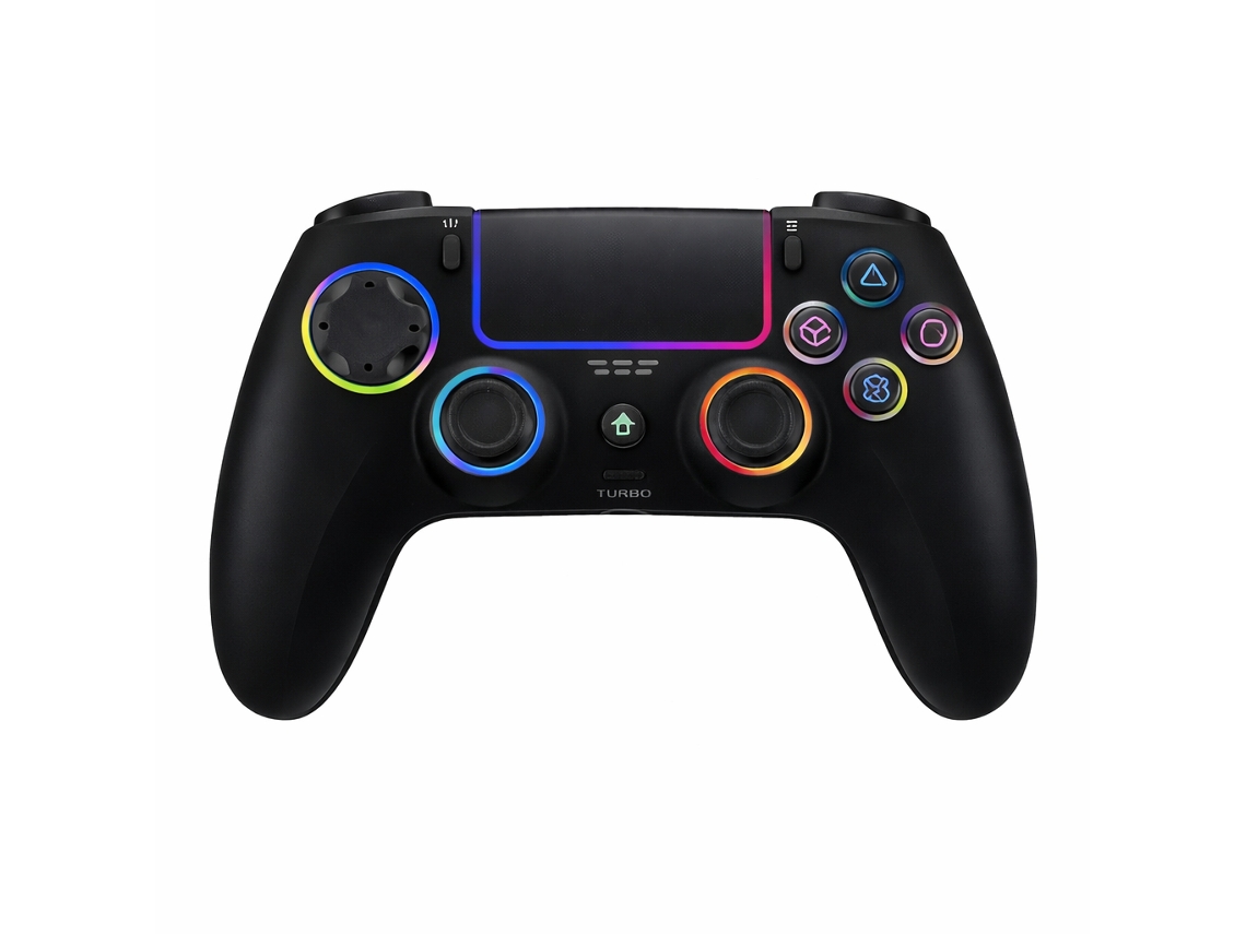 Comando Compatível com PS5 com Iluminação RGB, Vibração Dupla e Bateria Recarregável SKYHE em Preto