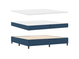 Cama Box Spring Led com Colchão Azul 200x200 cm Tecido MAISON EXCLUSIVE