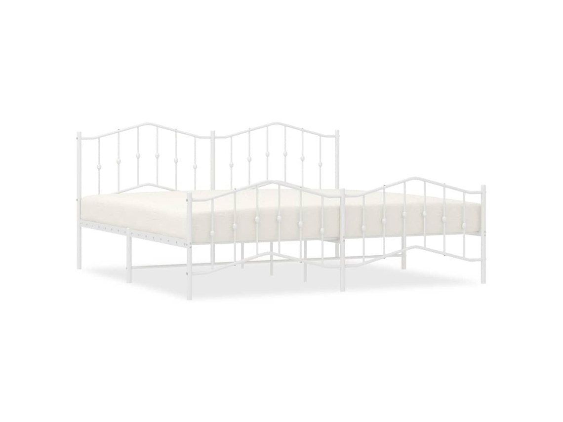 Bed Frame, Bed Frames Vidaxl Branco Aço (193 X 203 Cm)