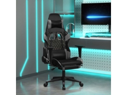 Vidaxl Cadeira Gaming Massagens C/ Apoio Pés Couro Artif. Preto/cinza
