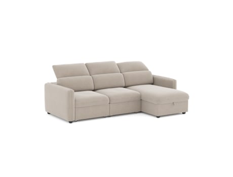 Sofá-Cama Chaise Longue BUDWING Morgan Bege - 4 Lugares - 236x148x95 cm