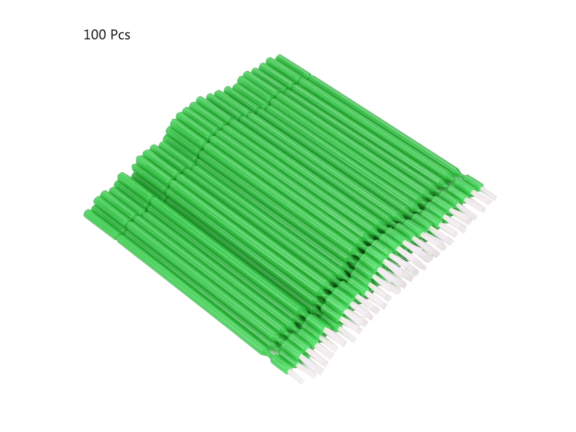 100 unidades de microescovas descartáveis para uso odontológico com hastes flexíveis (verde)