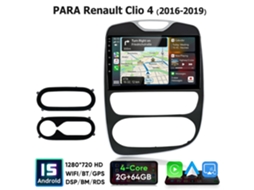 Ecrã 10 Polegadas Rádio Carro 2gb+64gb Android 15 Gps Wifi Bluetooth Renault Clio 4 2016-2019 Hexinex Carplay Android Auto