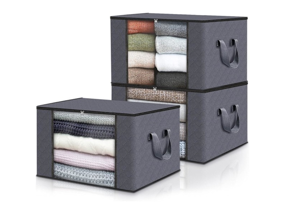 Caixas Organizadoras De Roupas, Sacos Organizadores Para Roupas, Organizador De Armário, Com Alças Reforçadas Cinza Escuro