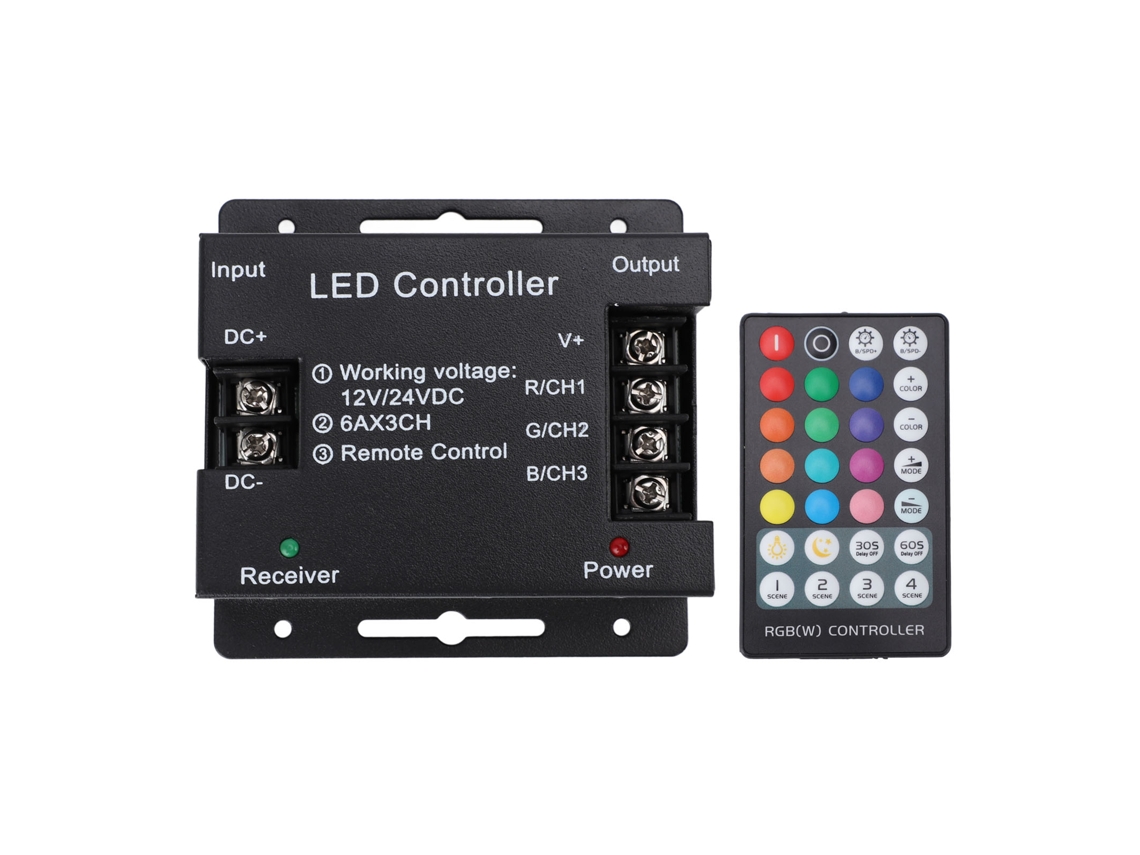 Controlador de Luzes Led Rf com Controle Remoto 28 Chaves Dimmer Rgb Função de Memória | S/MARCA