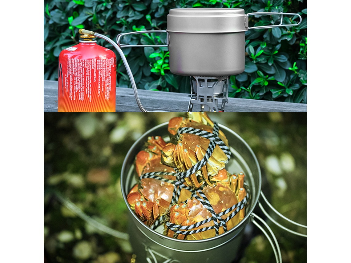 Conjunto De Panelas De Titânio 1100/1600ml Leve Para Camping