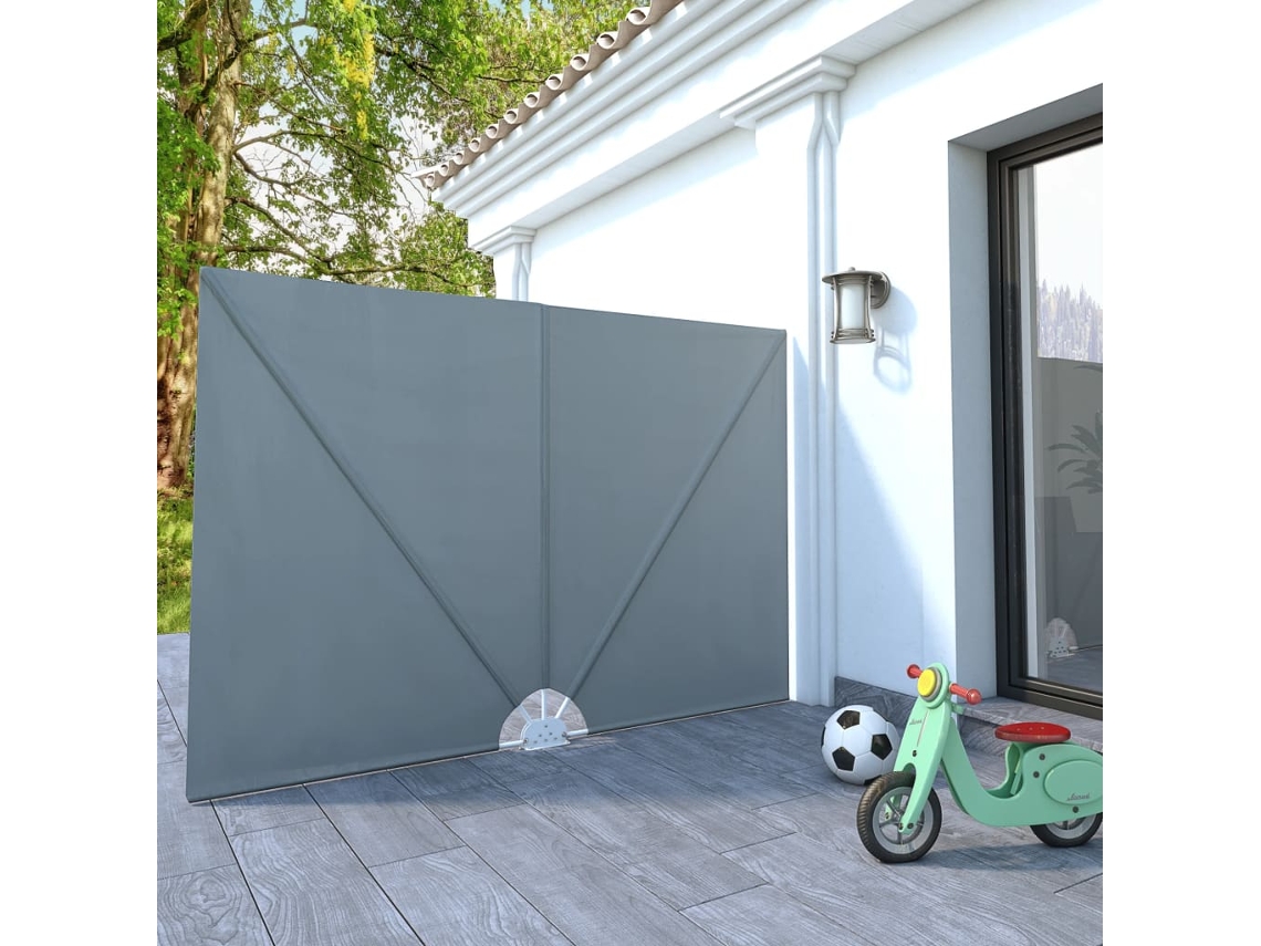 Vidaxl Toldo Lateral Dobrável Para Terraço 240x160 Cm Cinzento