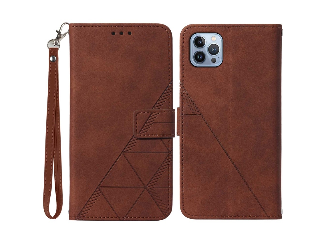 Capa Pega Para Iphone 15 Pro Max Pele Sintética Castanho