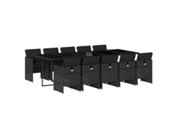 Conjunto de 11 Jantar para Jardim com Almofadões Vime Pe Preto MAISON EXCLUSIVE