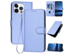 Capa De Couro Para Iphone 16 Pro Max - Fivela Em Fibra De Carbono - Com Cordão