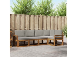 Vidaxl Conjunto De Sofás Para Exterior 5 Pcs Cinza Natural E Claro