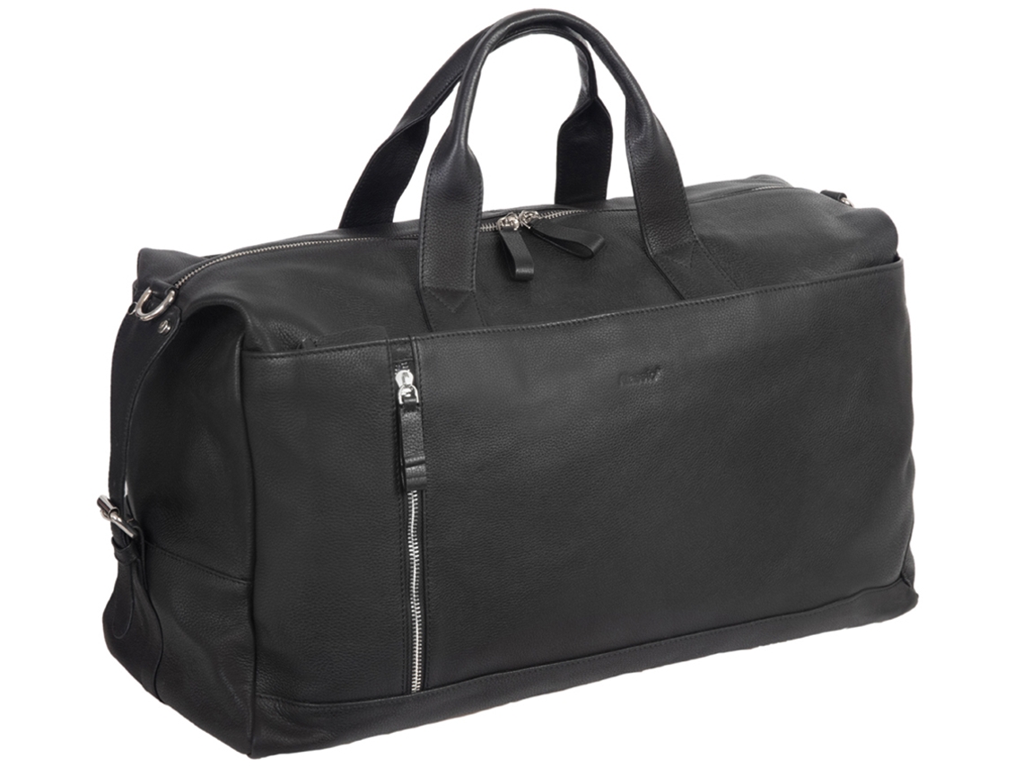 Bolsa de Viagem ALASSIO Fim de Semana Toro Feita de Couro Preta