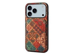 Capa De Couro Compatível Com Iphone 17 Pro Com Suporte Para Cartão E Estampa Floral