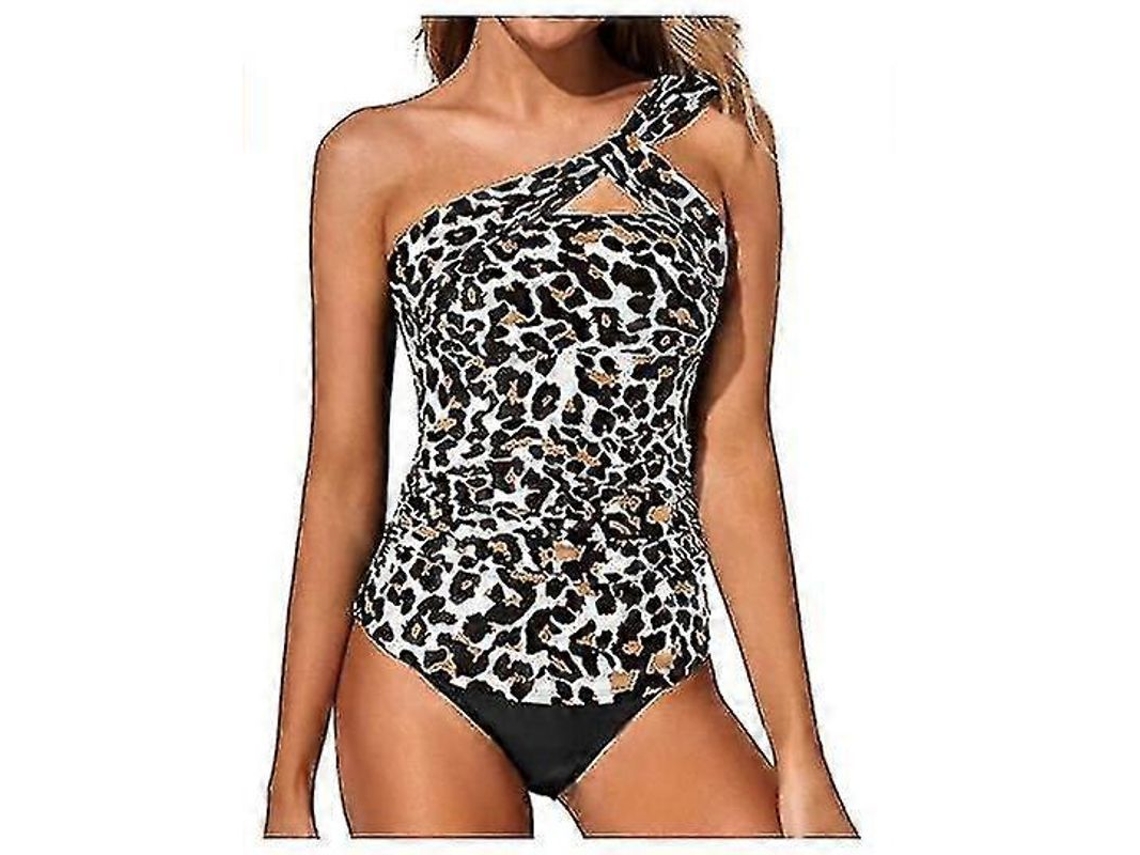 Biquíni Tankini Feminino De Alta Qualidade - Estilo Esportivo, Secagem Rápida, Ideal Para Praia E Viagens Tropicais Leopardo