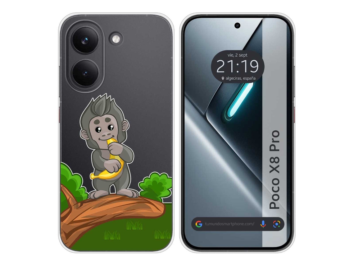 Capa Tumundosmartphone De Silicone Transparente Para Xiaomi Poco X8 Pro 5g Com Estampa De Macaco Em Desenho Animado