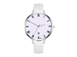 Relógio Feminino de Moda Vintage Simples com Pulseira de Couro Pu Estilo Empresarial Branco