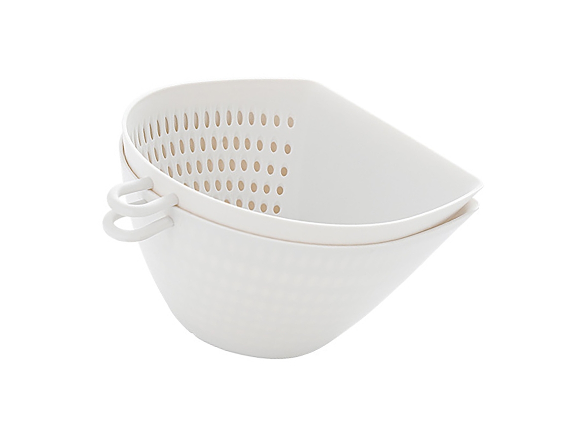 Cesta De Drenagem Vegetal Plástico Dupla Camada, Conjunto Tigela Peneira Com Alça Para Alimentos Frutas