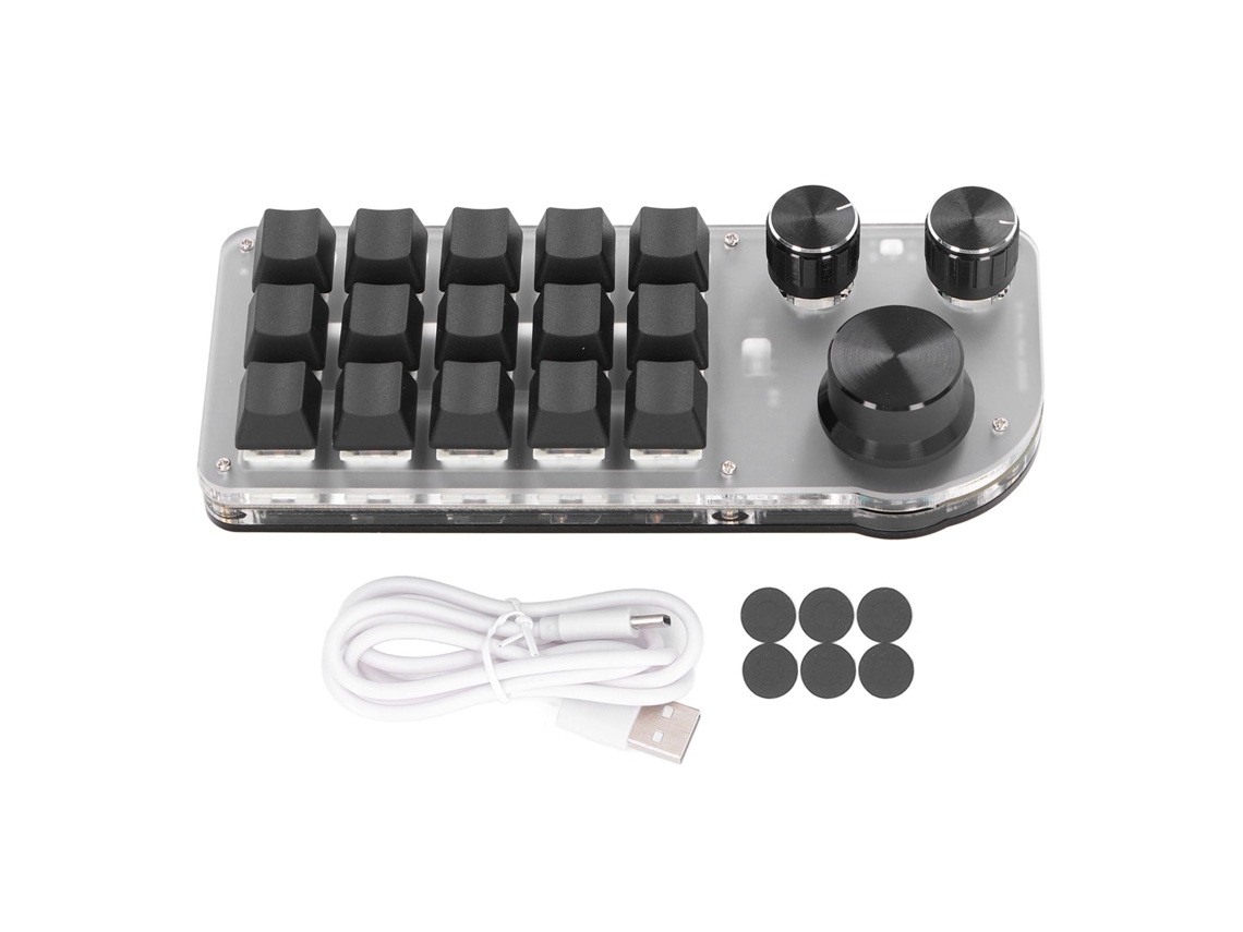 Baoj-2026teclado Mecânico Gaming Mini Com 15 Teclas E 3 Botões Programáveis Switch Azul Sem Fio Bluetooth E Com Fio Usb