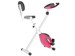 Bicicleta Ergométrica Dobrável, 8 Resistências Magnéticas, Encosto, Selim Ajustável, Lcd e Sensor de Frequência Cardíaca, Treinador Adulto, Cor Rosa