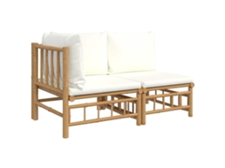 Maison Exclusive - 2 Pcs Conjunto Lounge De Jardim Bambu C/ Almofadões Branco Nata