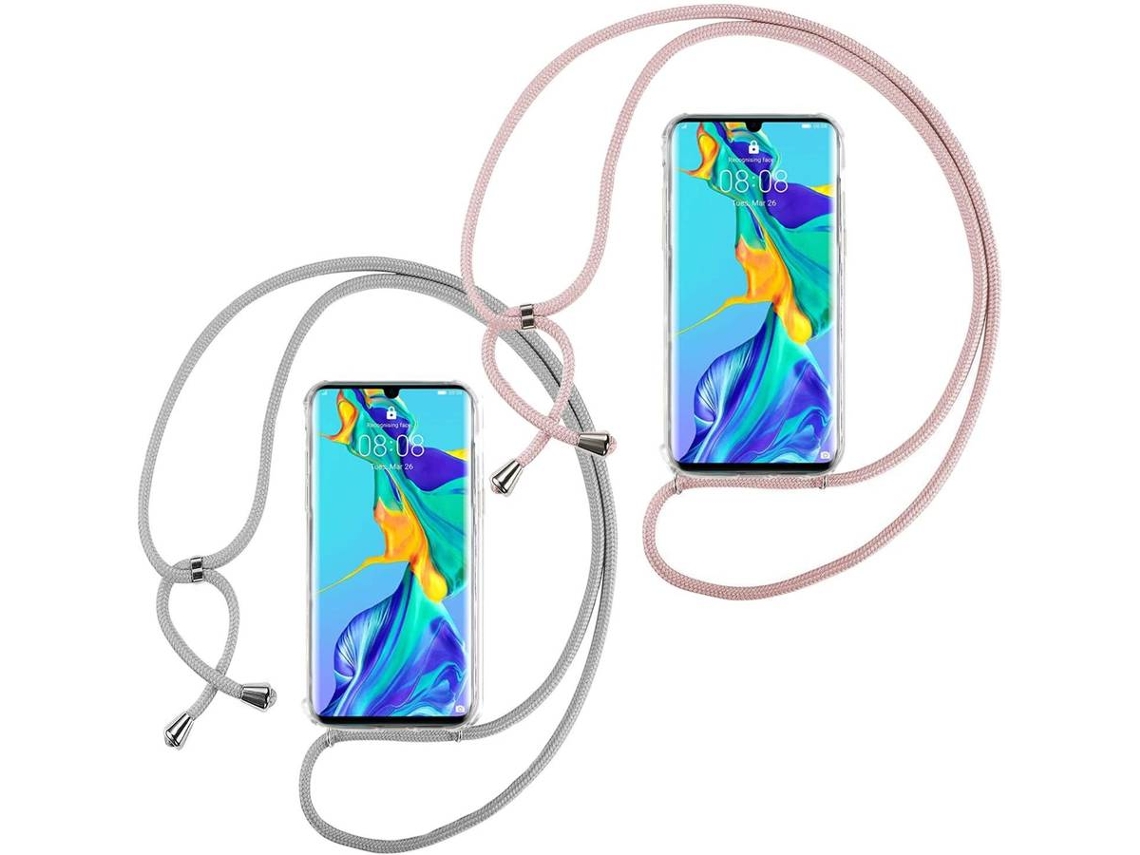 2x Capa Huawei P30 Pro HONGWE. Com corda Transparente, Cinzento