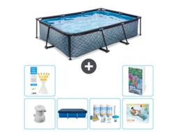 Piscina Exit Retangular Efeito Pedra 300x200x65 Cm 5 peças S335 EXIT TOYS