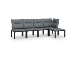 Conjunto de 5 Lounge de Jardim Vime Pe Preto e Cinzento MAISON EXCLUSIVE (5 pcs)