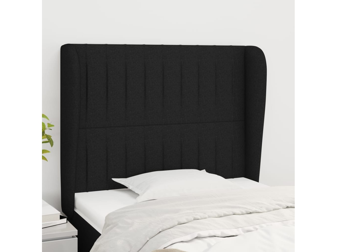 Vidaxl Cabeceira De Cama C/ Abas Tecido 83x23x118/128 Cm Preto