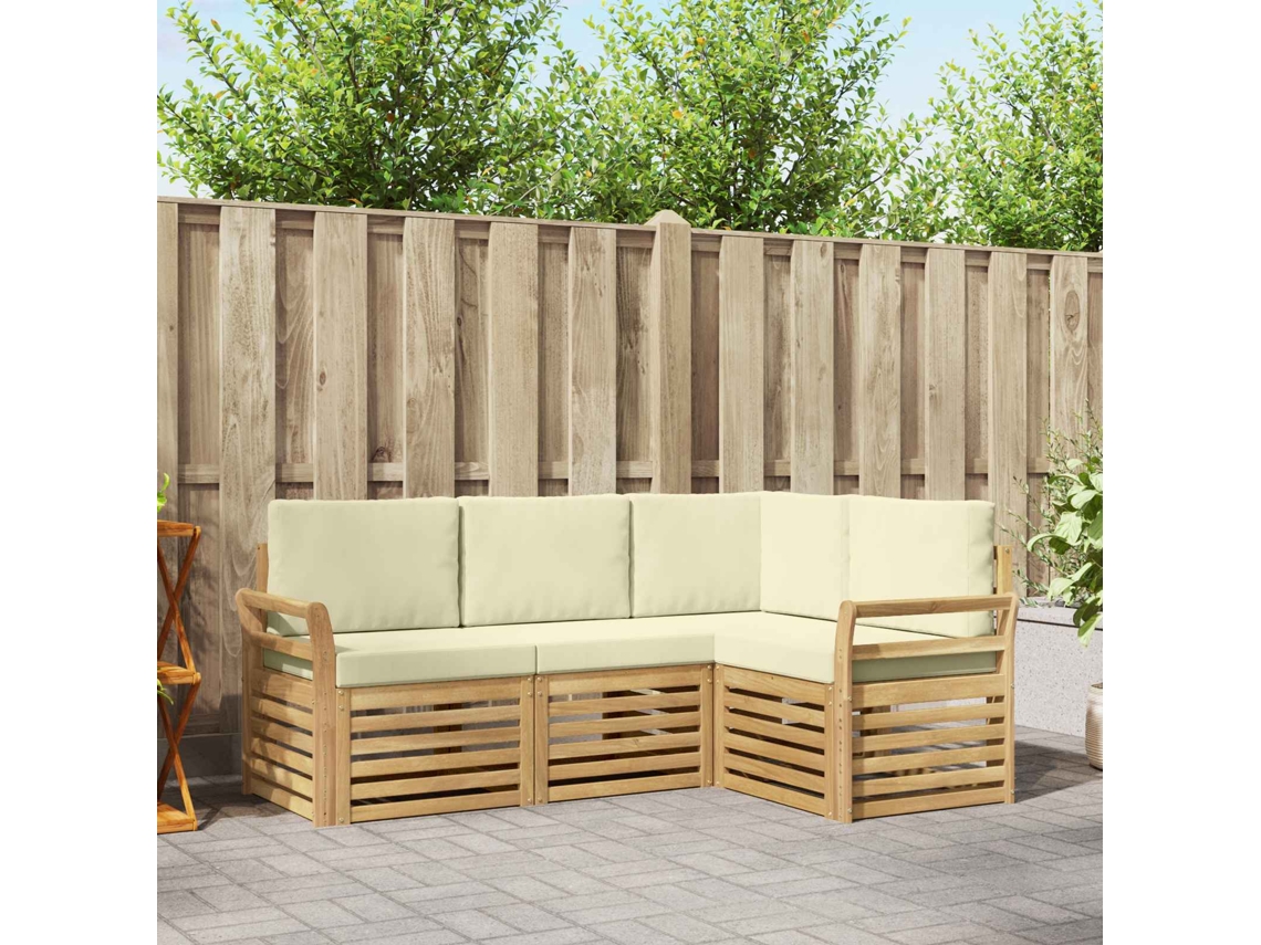 Vidaxl Conjuntos De Sofás 4 Pcs Branco E Creme 190 X 130,5 X 73 Cm