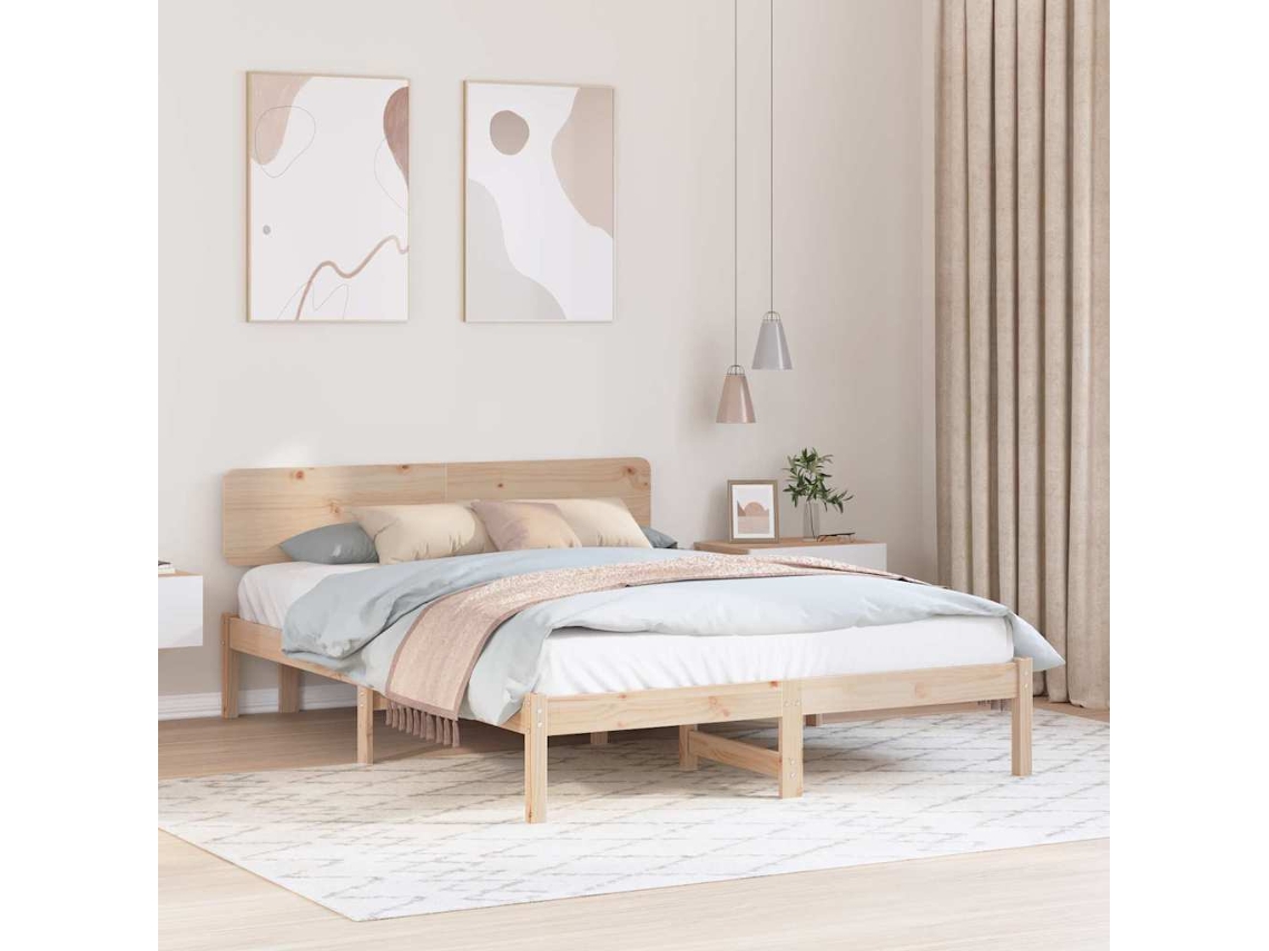 Vidaxl Estrutura Da Cama Com Cabeceira Natural 160 X 200 Cm