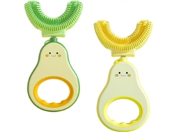 2 Pack Escova de Dentes para Crianças em Forma U com Cabeça Silicone Macia, 1 7 An os (pear Gr GOKOCO