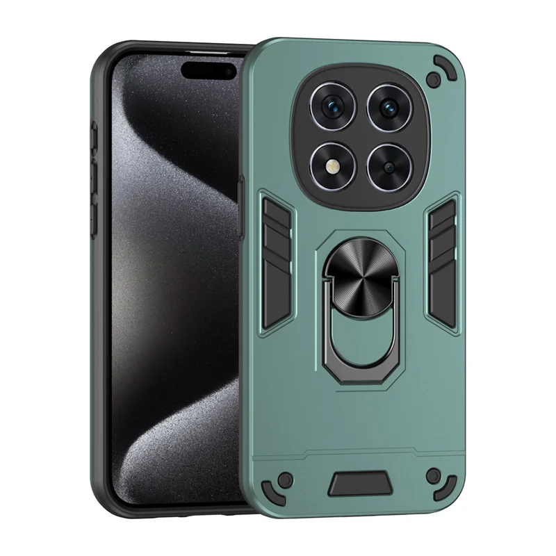 Capa Para Celular (verde, Redmi Note 14 Pro) Com Suporte Magnético Para Carro E Anel Protetor.