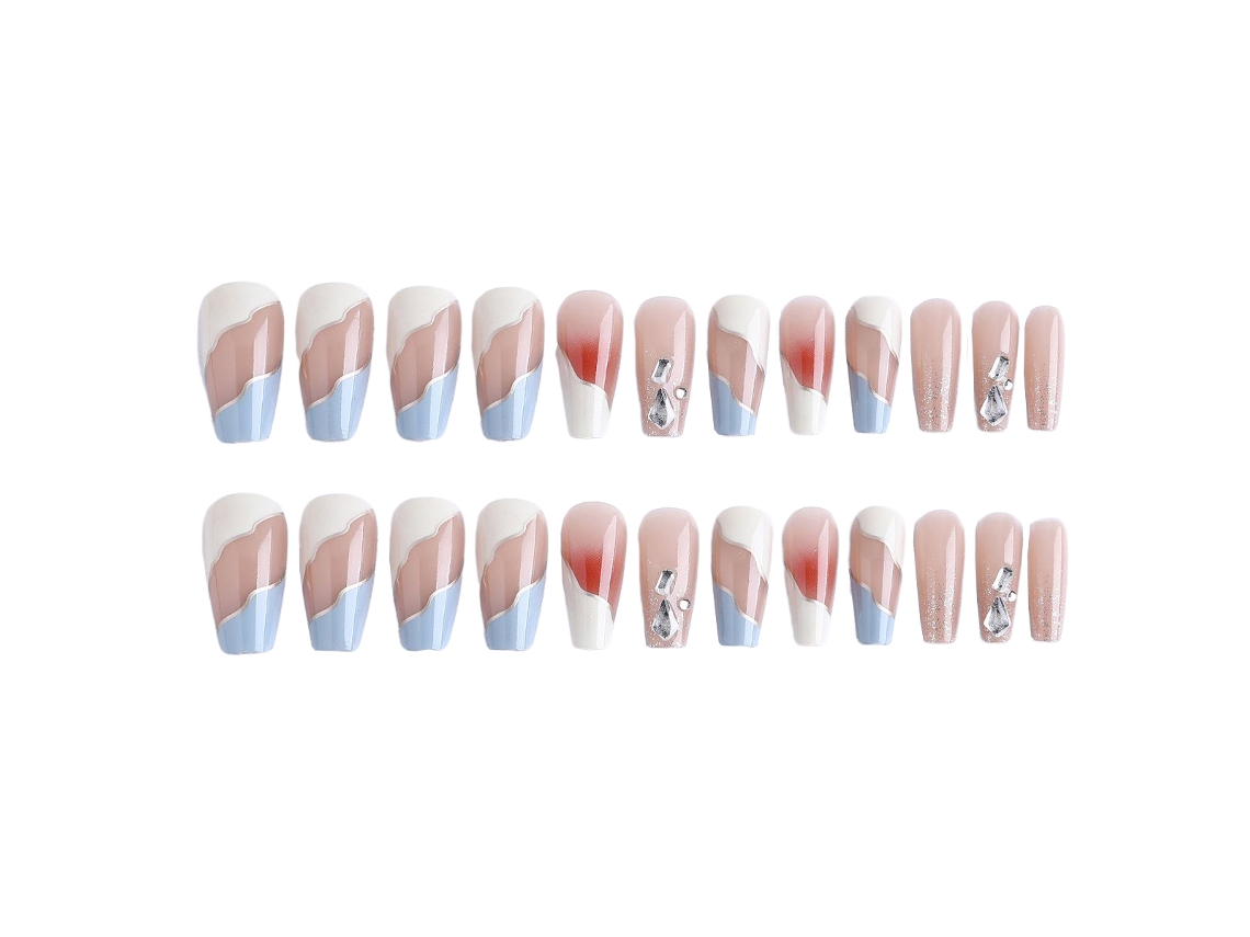 Tips para Unhas em Estilo de Desmontagem com Efeito de Gelo Modelo By78 em Prateado