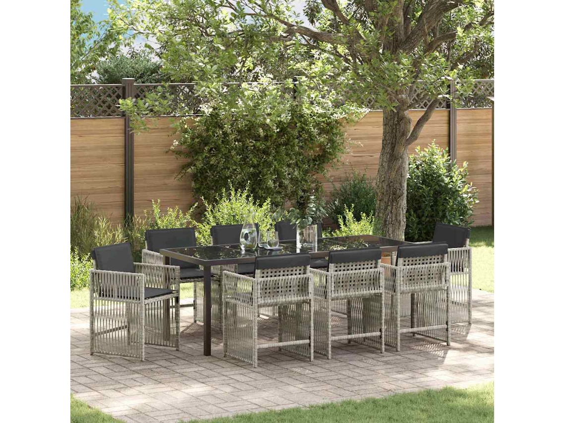 Vidaxl Conjunto De Jantar Para Jardim 9 Pcs Cinzento-claro