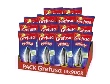 Grefusa | Pipas El Piponazo 14 X 95g 14 Sacos De Sementes De Girassol Sabor Original Iami