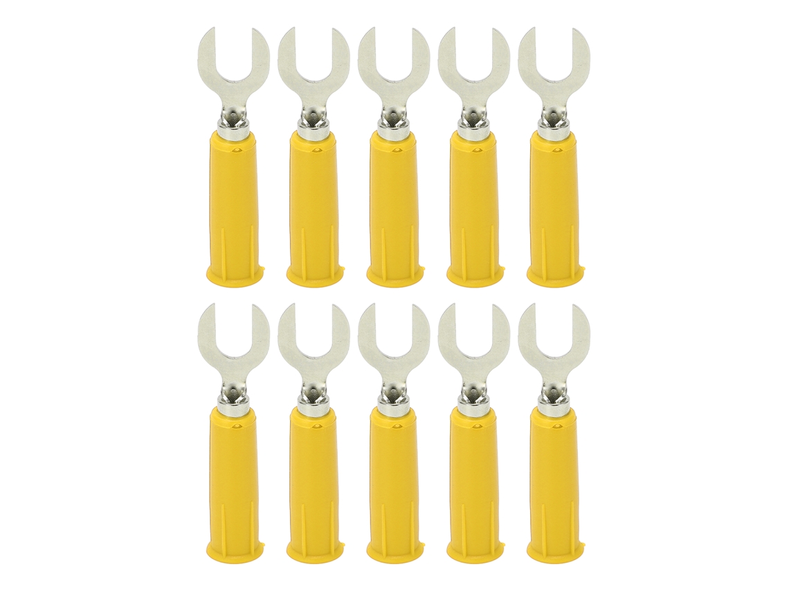10pcs Plugue Banana em Forma de U Y 6mm J.20019 Resistente a Alta Pressão para Equipamentos Eletrônicos Industriais Amarelo