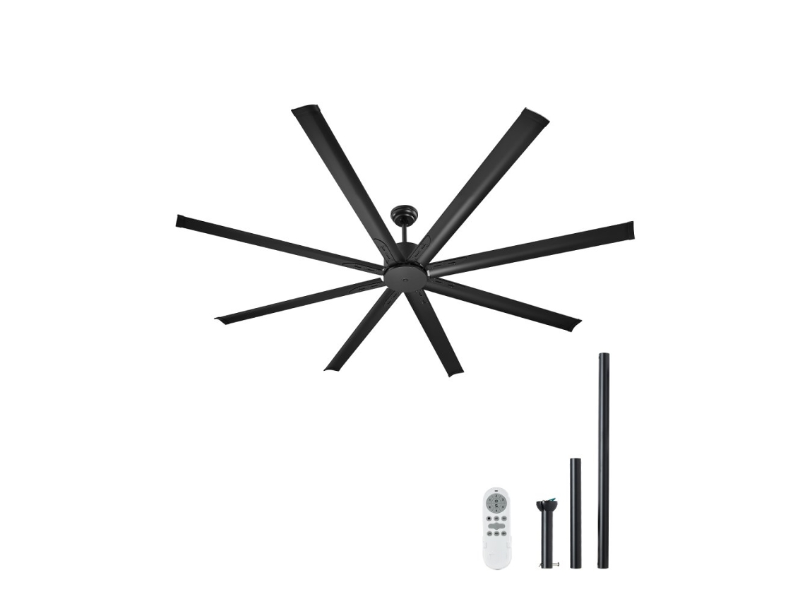 Ventilador De Teto 213cm Sem Iluminação, Motor Dc, Controle Remoto, Preto Tekmaquinas