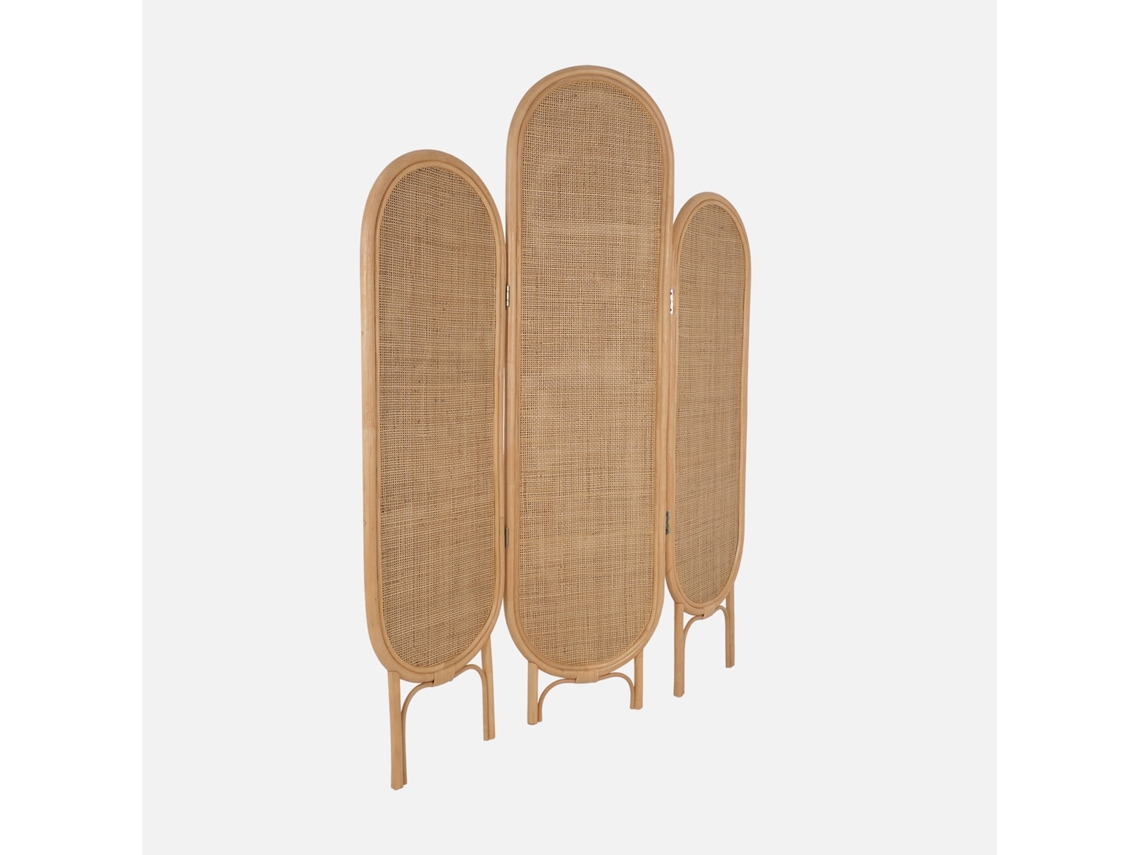 Biombo interior dobrável fabricado em vime e cana, natural Sweeek