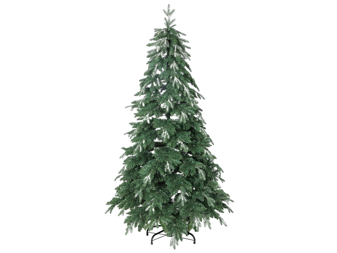 Árvore De Natal Artificial 210 Cm Ramos Realistas Com Efeito Neve De Com Suporte Em Aço Base Dobrável Verde