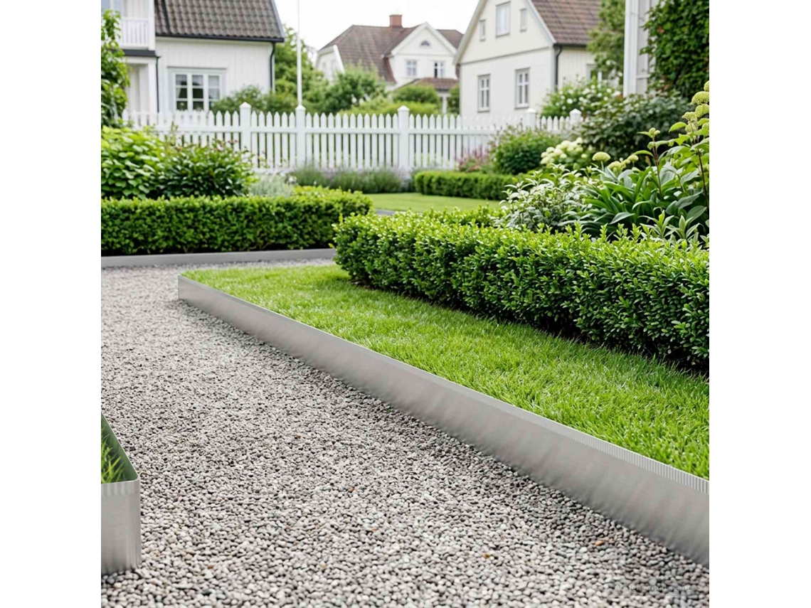 Vidaxl Acabamento Para Gramado 20 M X 20 Cm Aço Galvanizado Prateado
