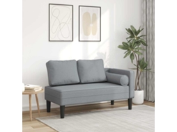 Vidaxl Chaise Lounge Com Almofadões Tecido Cinzento-claro